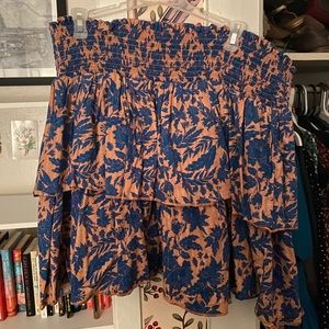 Ruched waist tiered ruffle skirt